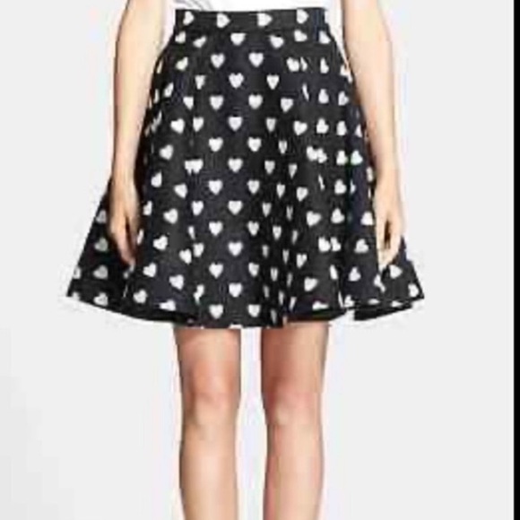 Alice + Olivia Black and White Heart Skater Skirt
